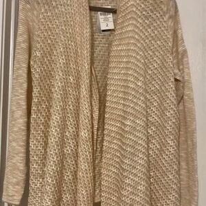 Women’s Chico size 2 beige and white cardigan NWT